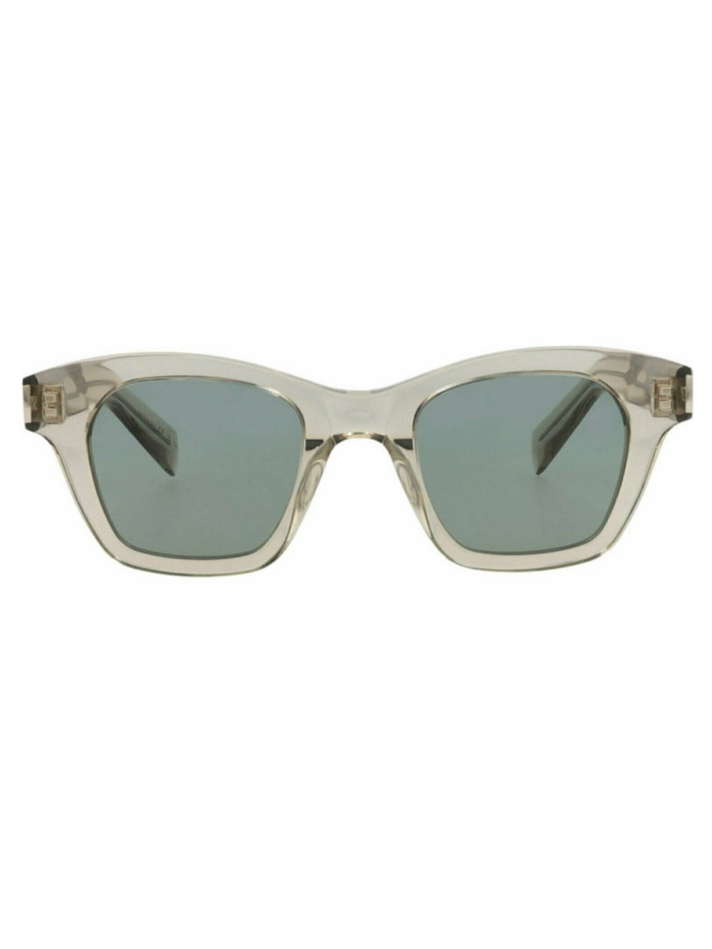 Saint Laurent Clear Acetate Sunglasses with Green Lenses